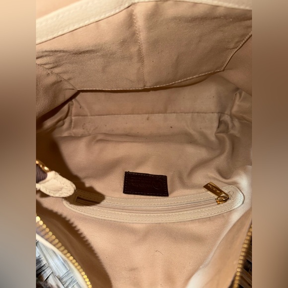 Valentina Genuine Leather Shoulder Bag Cream Brown Made in Italy - Picture 16 of 16
